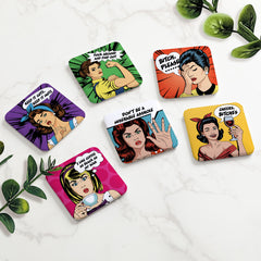 Juego de 6 imanes de nevera vintage para mujer