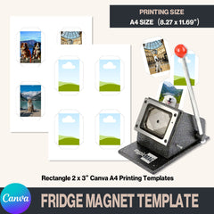 Rectangle 2 x 3" Canva A4 Printing Templates for Rectangle Magnets