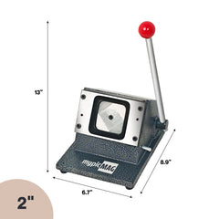 Troqueladora de palanca con forma redonda y cuadrada para botones/imanes cuadrados de 2"