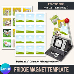 Square 2 x 2" Canva A4 Printing Templates for Rounded Square Cut Shape