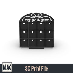 My First Year 12pcs Magnet Frame 3D Print File for 2x2" Magnets
