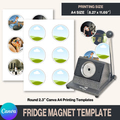 Round 2.3 X 2.3" Canva A4 Printing Templates For Round Cut Shape