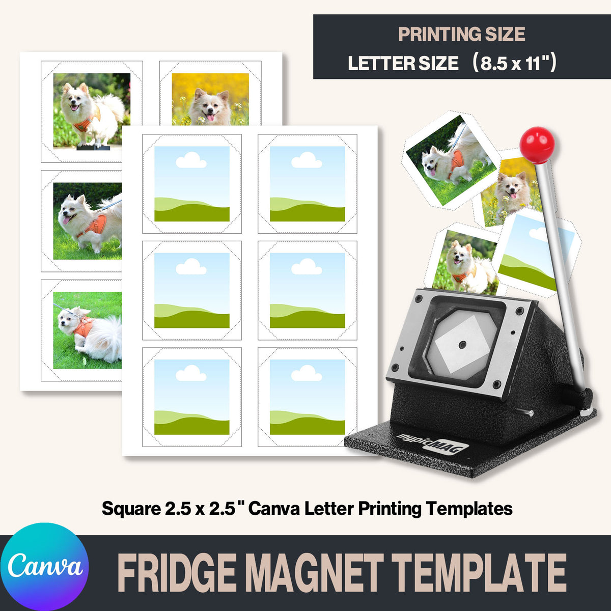 Square 2.5 x 2.5" Canva Letter Printing Templates for Octagon Cut Shape