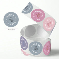500pcs Thank You Stickers Roll – 2.5cm Round Adhesive Labels for Packaging, Small Business & Gift Wrapping