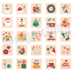 25pcs Christmas Calendar Fridge Magnet Set