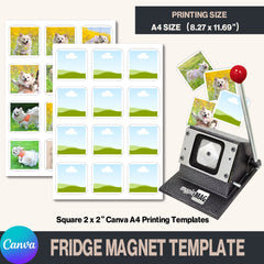 Square 2 x 2" Canva A4 Printing Templates for Rounded Square Cut Shape